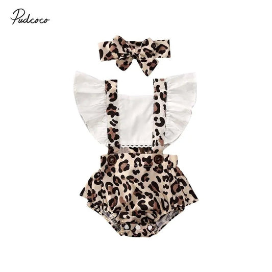 Leopard Baby Jumpsuit & Headband Set